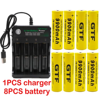 100% Нова батерия 18650 3,7 В 9900 ма батерия, която се презарежда батерията на lion за led светкавица, батерия 18650, едро и дребно + USB зарядно устройство