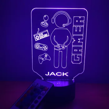 3D лампа за геймъри, персонализиране, за декорация, за игри стая, тенис на нощна светлина, захранван от USB за декор спални, Коледни светлини