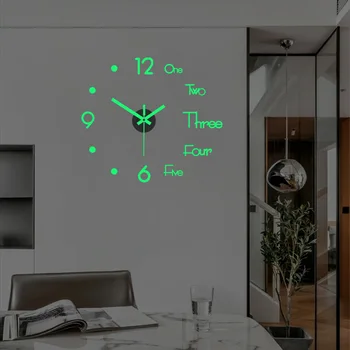 3D Светещи стенни часовници, акрилни огледално етикети, дигитални часовници 