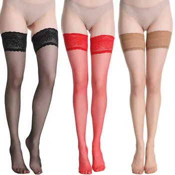 5 Цвята, Нескользящие Дантелени Чорапи, Напълно Прозрачна Секси Бельо, Тънки Чорапогащи, Ежедневни Найлонови Чорапи в стил Кэжуал