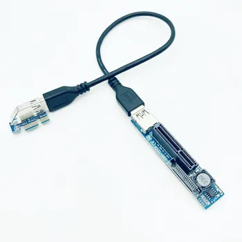 BTBcoin Допълнителна карта PCI-E Странично PCIE PCI-Express X1, X4 Странично Удължител PCI E Странично Карта с удлинительным кабел 30 cm USB3.0