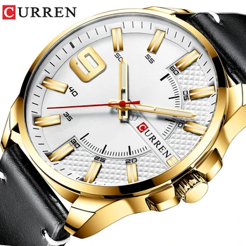 CURREN Най-добрата марка за луксозни нови мъжки часовници, мъжки часовници, спортни, военни ръчен часовник, кожена каишка, кварцов бизнес мъжки часовник