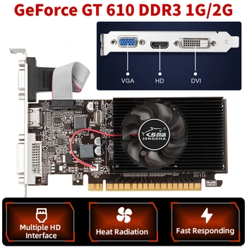 GT610 Видео карта 1G/2G PCIE X16 2.0 за NVIDIA GeForce GT 610 DDR3 Видео карта VGA HD DVI 64Bit 1800 Mhz GT610 GPU Настолен Компютър