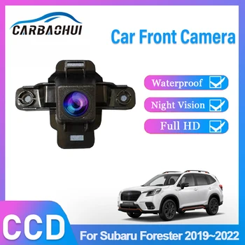 HD CCD Изглед отпред на автомобила, паркинг, нощно виждане, позитивно висококачествена водоустойчива камера с лого на марката за Subaru Forester 2019 2020 2021 2022