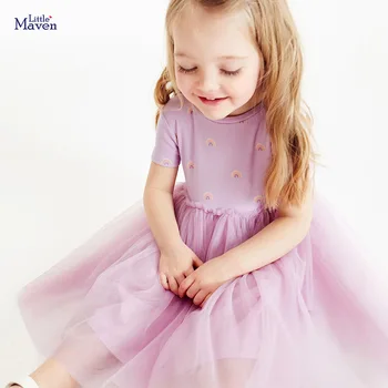 Little maven/рокля 2023 за момичета, лятна рокля принцеса в европейския и американския стил за момичета, хубава рокля за момичета от дишаща мрежа