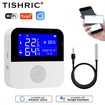 Sasha WiFi Интелигентен измерване на температура и влажност на въздуха сензор за температура 2,9-инчов екран приложение за управление на Smart Life Умен дом