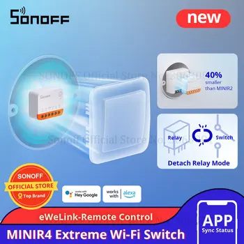 SONOFF MINIR4 Wifi MINI Smart Home Switch Поддържа Режим на Изключване на външен ключ от реле Wi-Fi дистанционно Управление чрез приложение eWeLink Алекса
