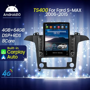 Tesla Style 8-Ядрен Авто Android Auto Carplay 2Din Мултимедийна Навигационна Плейър, Радио, GPS HU За Ford S-Max на Ford S Max 2006-2015