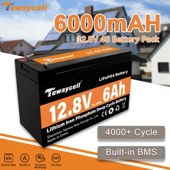 Tewaycell 12,8 V 6AH LiFePO4 Акумулаторна Батерия 12V Акумулаторна Батерия за Преносим Електрически Източник на Слънчева Енергия в САЩ ЕС Не се Облагат с данък