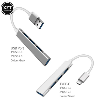USB-ХЪБ 3,0 Type C 3,1 Множество 4-Портов Сплитер с 3 порта USB 2.0 за Lenovo Xiaomi Macbook Pro Air Pc Компютър Лаптоп Лаптопи