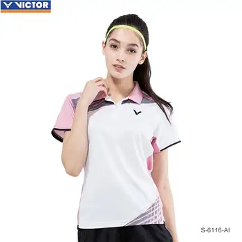 Victor бързо съхнещи ризи за бадминтон, на женската тенис фланелка с къс ръкав, дамски спортни дрехи, Спортно облекло
