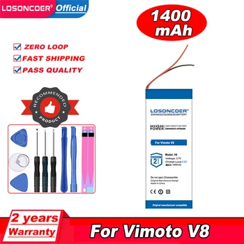 Батерия за Bluetooth-слушалки LOSONCOER 1400 ма за мотоциклетизъм слушалки Vimoto V8