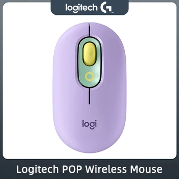 Безжична мишка Logitech ПОП С поръчкови смайликами, технология SilentTouch, Bluetooth, Поддръжка на няколко устройства, оперативната Съвместимост с Windows/ macOS