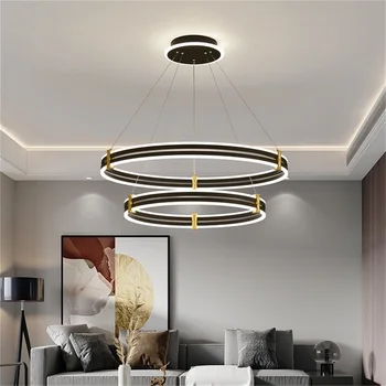 Висящи лампи TEMAR Nordic Модерен Черен Луксозен кръгъл led лампа за декорация на дома