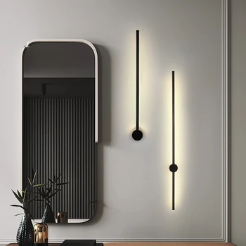 Вътрешна креативната led-дългата стенни лампа с дълга ивица, модерен изчистен скандинавски фона на дивана в хола, въртящата нощна лампа за спални