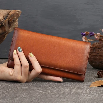 Дамски Дълги Портфейли, Пари чанта от естествена Кожа, Държач за няколко карти, Дамски портфейл-клатч от естествена кожа, чанти