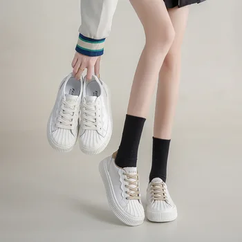 Дамски обувки, на новост на пролетта, малки бели обувки във формата на миди, дамски ежедневни спортни обувки с маффиновым дъното, обувки за бягане, дамски обувки