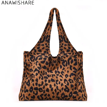 Дамски чанти ANAWISHARE, големи леопардовые чанти на рамо, дамски чанти-тоут, вельветовая чанта Bolsa Feminina Bolsos Mujer