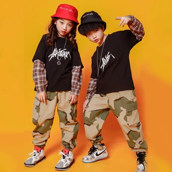 Детска hoody с модерен принтом, блузи, ежедневни камуфляжные панталони в стил хип-хоп за джогинг, дрехи за джаз танци за момичета и момчета