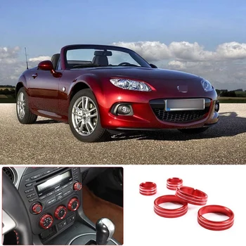 Дръжка за регулиране на силата на звука климатик, подреден пръстен, изработени, декоративни алуминиева сплав за Mazda MX-5 2009-2015, аксесоари (червен)