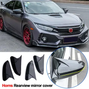 За За Honda Civic 2016-2019 на Капака на Огледалото за обратно виждане Огледален Капак във Формата На Рожка ABS Лъскава Черна Капачка на Страничните Огледала за Обратно виждане на Капака