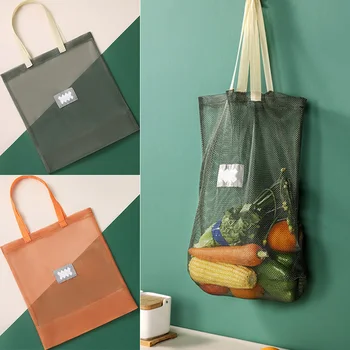 За многократна употреба висулка за чанта За съхранение, мрежа дишаща пазарска чанта с плодове и Зеленчуци, мрежест органайзер За Чесън И Лук, Кухненски Принадлежности