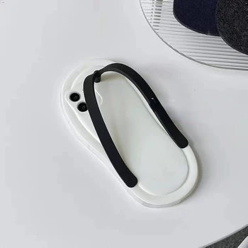Забавен бял калъф за телефон под формата на шлепанцев, персонални творчески сладък силиконов защитен калъф, устойчив на падане