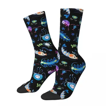 Забавни мъжки чорапи с зоопланктоном, океански модел в стил харадзюку, уличен стил, безшевни модел, членовете на екипажа, луд чорап, подарък принт