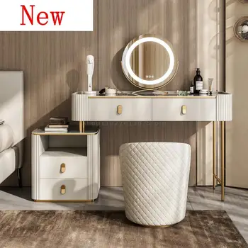 Италиански Лесен Луксозен Тоалетка от каменна плоча, Модерен минималистичен Дизайнерски масичка за творчески грим