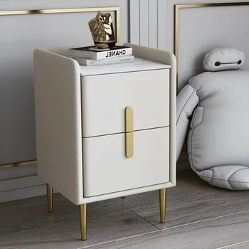 Италиански нощни шкафчета за спалня, бял Модерен кавайный минималистичен Тесен малка странична масичка, Проста Кутия за съхранение, Красиви Мебели за дома