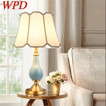 Керамични настолни лампи WPD, месинг, модерен и луксозен текстилен настолна лампа, домашен декоративна лампа за хол, трапезария, спалня