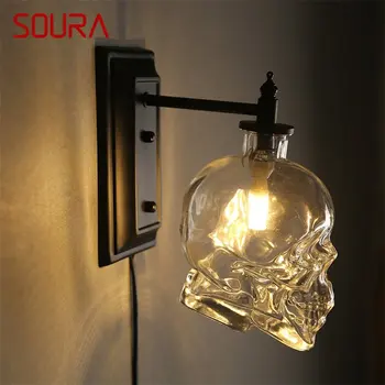 Класически стенен лампа SOURA, творчески осветителни тела в скандинавски стил, дизайн на абажура под формата на черепа, аплици, индустриална вятърна панел, Декоративни