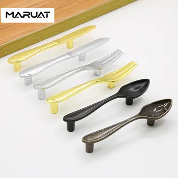 Креативен дизайн ножове, лъжици, вилици, дръжки за кухненски шкаф, Уникални дръжки за шкафа, модни дръжки за чекмеджета, кухненски дръжки