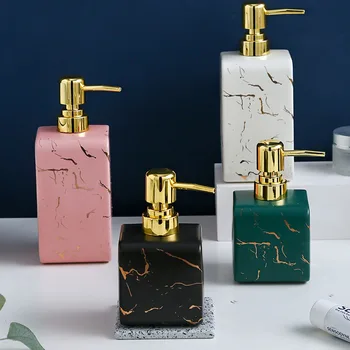Креативна квадратна керамична бутилка за лосион с мрамор модел, душ гел, шампоан, сапун за ръце, бутилка за почистване на лицето