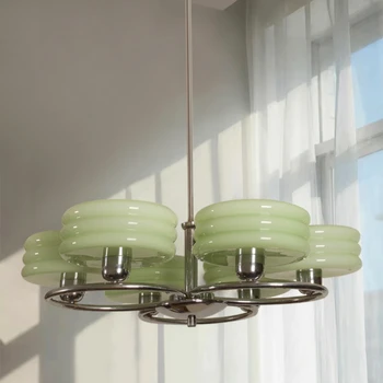 Лампа за дневна в ретро стил във френски стил, окачена лампа за спалня в стил античността, творчески лампа от зелено стъкло в стил на sense Design