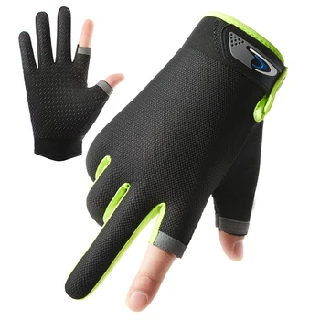 Летни мъжки ръкавици за риболов, велосипедни ръкавици, дамски ръкавици с два отрязани пръста, мъжки ръкавици за риболов със сензорен екран, мини, слънчеви, дишащи ръкавици за фитнес