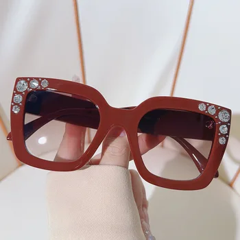 Луксозни маркови дизайнерски квадратни слънчеви очила с диаманти, дамски слънчеви очила с кристали, модни vintage слънчеви очила с кристали в стил пънк, нюанси UV400