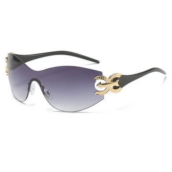 Луксозни Слънчеви очила Y2K Goggle, женски реколта цели слънчеви очила в стил пънк 2000-Те, марка дизайнерски обувки, ретро Слънчеви очила, спортни колоездене, очила с UV400