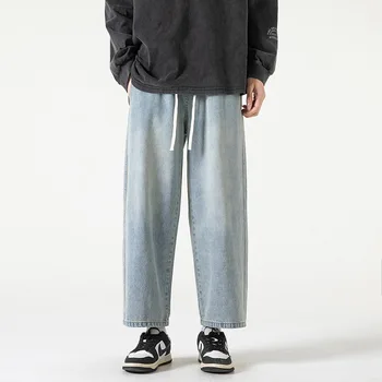 Маркови ежедневни панталони TFETTERS, мъжки Летни Нови Свободни обикновена дънки 2023, мъжки модни директни широки панталони със средна дължина, мъжките широки дънки