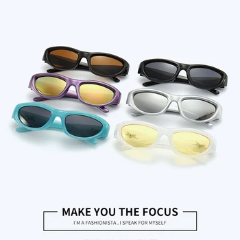 Модни Слънчеви очила Y2k, Слънчеви очила в стил пънк-звезди, Uv400, Мъжки, Женски, Овални очила с Кошачьим Око, Модерен Слънцезащитен крем, Слънчеви очила