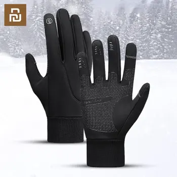 Мъжки зимни ръкавици Youpin, водоустойчив топло руното ръкавица, противоскользящий сензорен екран, Спорт на открито, бягане, ски ръкавици за каране на сноуборд
