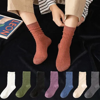 Набор от женските чорапи Разнообразни И Очарователни Обикновена Чорапи със Средна дължина От бял памук В минималистичном стил