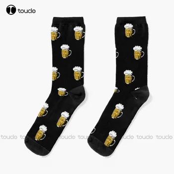 Нов Модел на Хранене, Забавна Идея за Подарък Фен Бира Чорапи Мъжки черни Чорапи За Екипажа на Персонализирани потребителски Унисекс Чорапи За Възрастни Юношески Чорапи