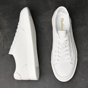 Нова лятна бели обувки, висококачествени мъжки маратонки от естествена кожа, дантела, ежедневни обувки от висок клас, луксозни марка обувки за скейтборд