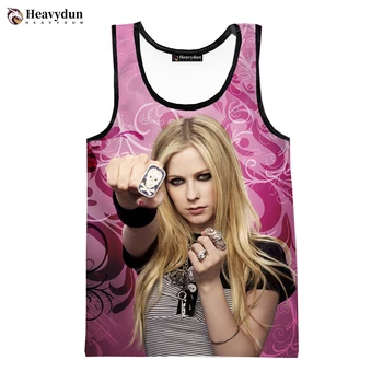Нова популярната певица Avril Lavigne, модни летни мъжки блузи на бретелях без ръкави, пролетни плажни върхове с 3D принтом в стил харадзюку, тениски