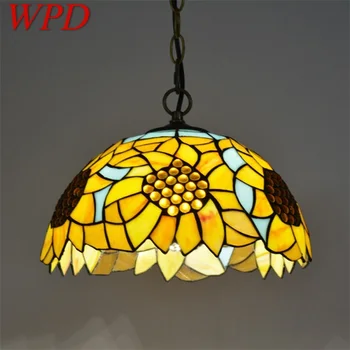 Окачен лампа WPD Тифани, модерна led лампа с цветен модел, осветителни тела за украса на дома трапезария