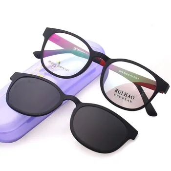 Руи Hao Eyewear Оптични Рамки За Очила Мъжки Рамки За Очила по Рецепта, Кръгли очила, Слънчеви Очила с Клипсой на Поляризирани Слънчеви Очила