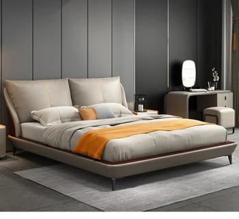 Спалня, кожена мека легло, легло с модерен дизайн/модерно обзавеждане за спалня king size / Queen size, благородна лесно лукс
