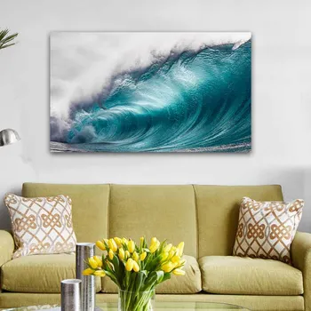 Стенни живопис с принтом голям размер вълни, море, океан, стоковое стенно изкуство, картини върху платно за хол и спалня без рамка