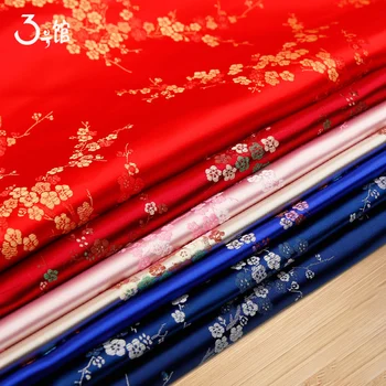 Червено-синята атласно-жаккардовая парчовая плат в китайски стил с дължина половин ярд за шивашки чанти с Ширина 100 см TJ0245